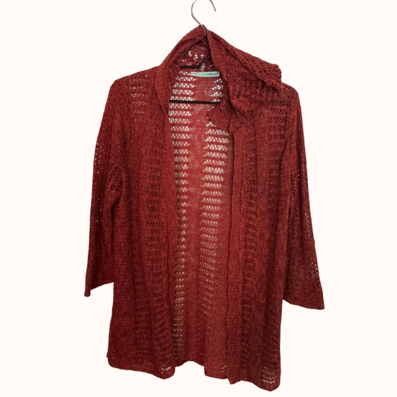 Maurices Deep Orange Rust Open-Knit Cardigan XL 3/4 Sleeve - Picture 1 of 7